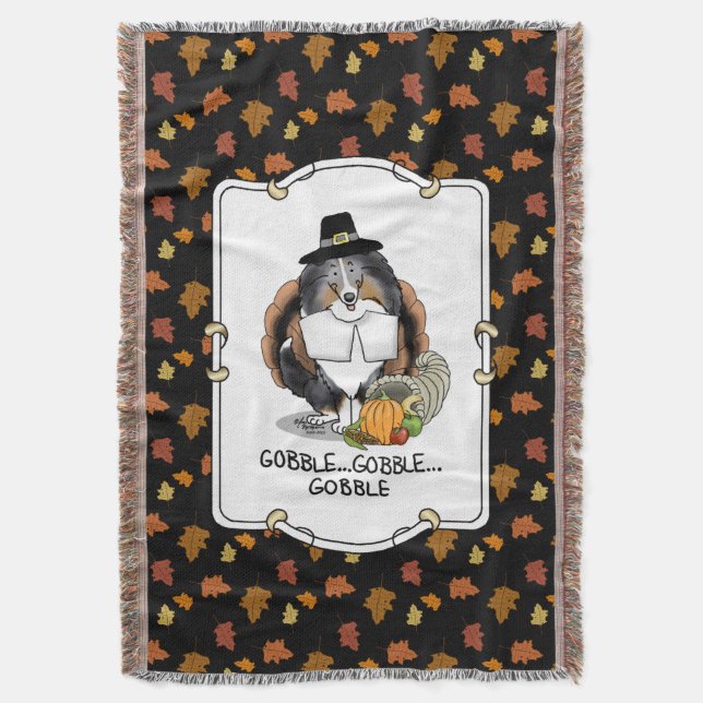 Cobertor Ação de Graças Shetland Sheepdog (Blue Merle) Engr (Frente Vertical)