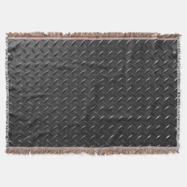 Cobertor Aço preto, textura metálica ondulada. (Frente)