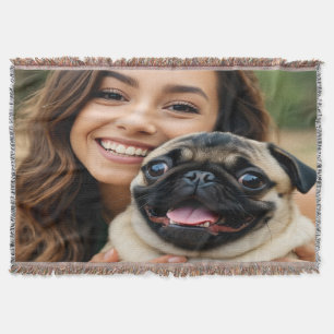 Cobertor Adicionar Foto de Pug Personalizar Customizar
