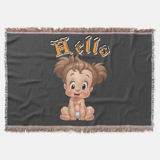 Cobertor Adorable Cartoon Baby Sitting Cheerfully with Cute (Frente)