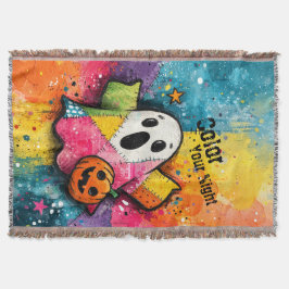 Cobertor Adorável Fantasma de Patchwork Arte Colorida de re