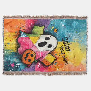 Cobertor Adorável Fantasma de Patchwork Arte Colorida de re