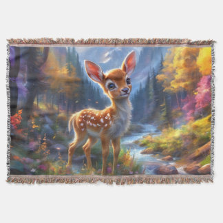 Cobertor Adorável veado bebê em uma floresta entonada