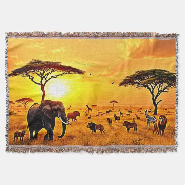 Cobertor African Sunset Safari Majestade Design (Frente)