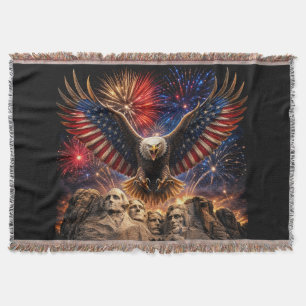 Cobertor Águia Careca Patriótica Montagem Fogo de Artifício