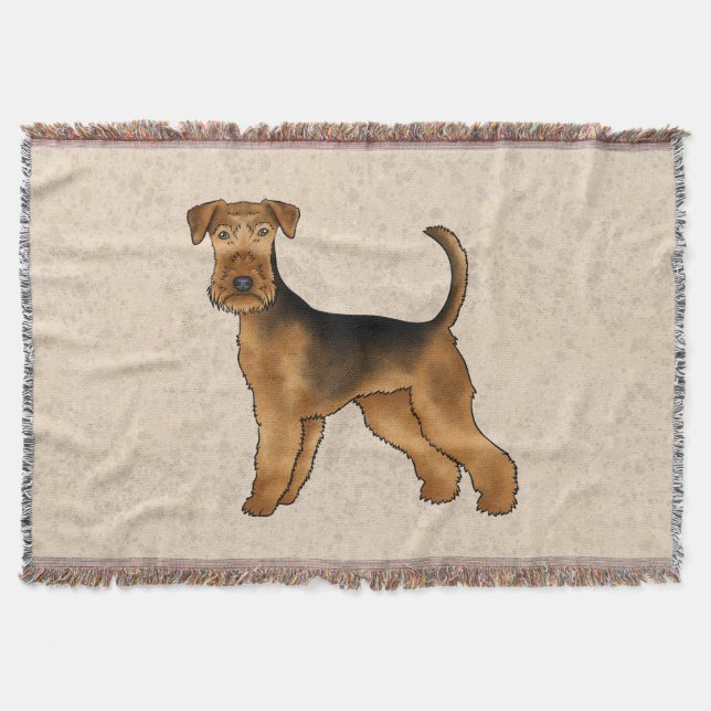 Cobertor Airedale Terrier Cute Cartoon Dog Em Beige (Frente)
