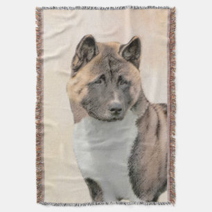 Cobertor Akita Painting - Bela Arte Canina Original