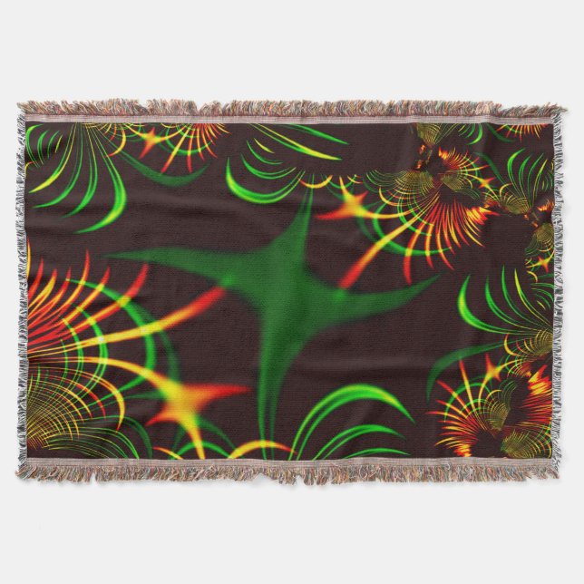 Cobertor Algumas curvas verdes e amarelas coradas pelo fogo (Frente)