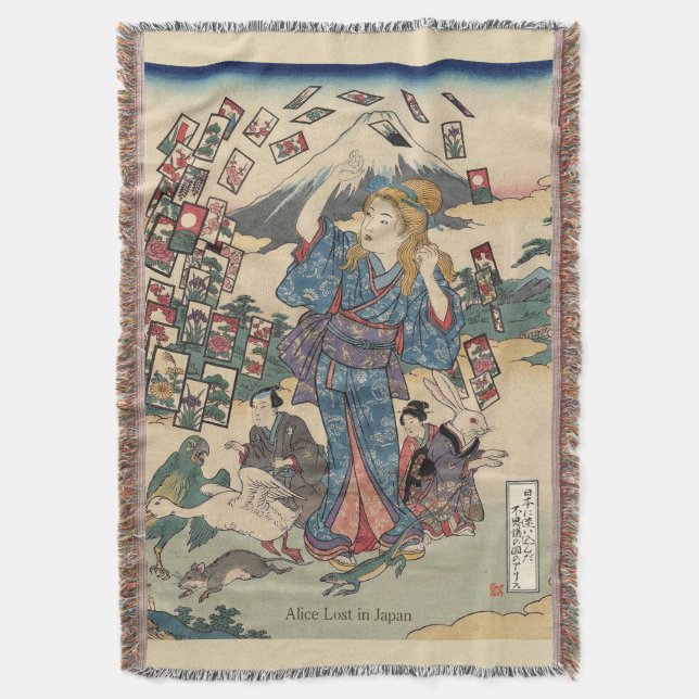 Cobertor Alice Lost in Japan | Ukiyo-e Floating Wonderland (Frente Vertical)