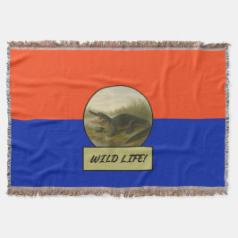 Cobertor Alligator Laranja e Azul Jogar Aberto