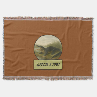 Cobertor Alligator Saddle Brown Throw Blanket