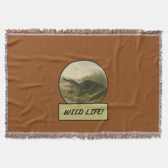 Cobertor Alligator Saddle Brown Throw Blanket (Frente)