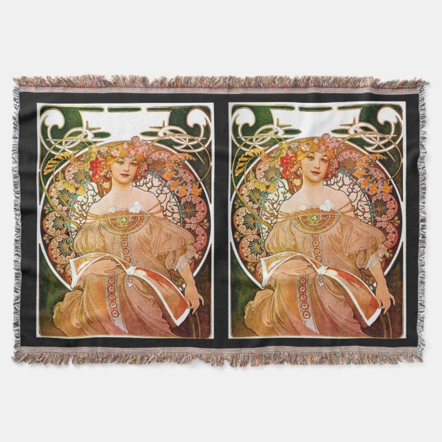 Cobertor Alphonse Mucha Dreaming (Reverie) (Frente)