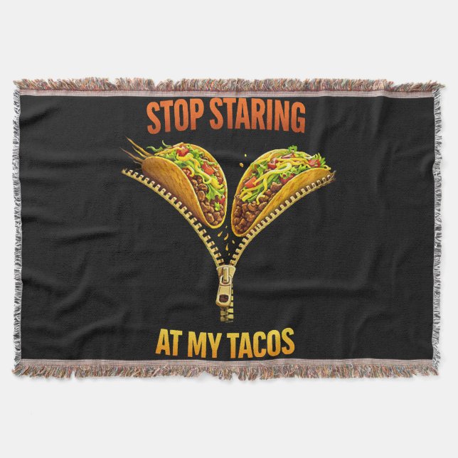 Cobertor Amante de Taco Engraçado Para de Olhar (Frente)