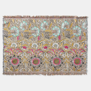 Cobertor Amarelo vintage rosa Corncockle de William Morris