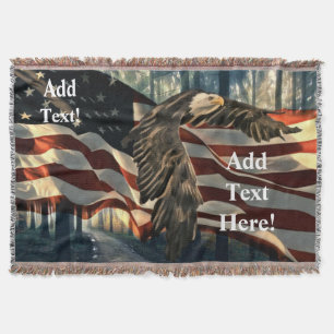 Cobertor American Flag Bald Eagle