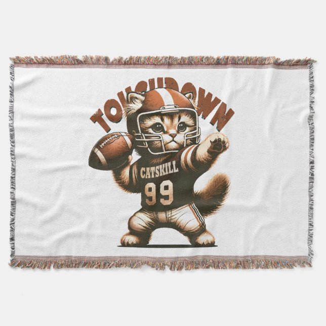 Cobertor American Football Cat - Compras de Touchdown (Frente)