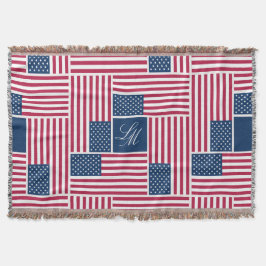 Cobertor Americana da Bandeira Patriótica Americana Monogra