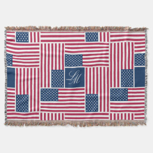 Cobertor Americana da Bandeira Patriótica Americana Monogra