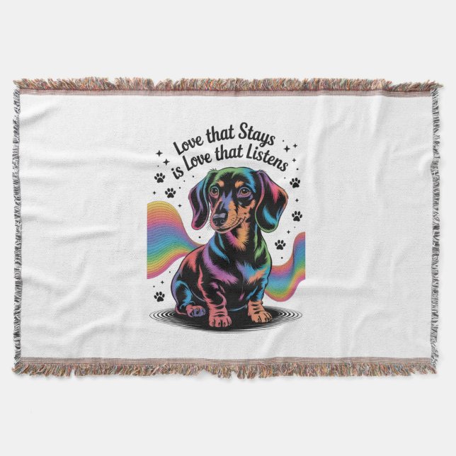 Cobertor Amor de Dachshund que Fica é Amor que Escuta (Frente)