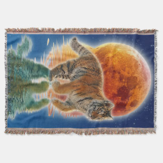 Cobertor Amur Tiger Cub & Moon Wildlife Fantasy Art