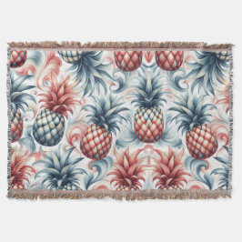 Cobertor Ananás vermelhos, brancos e azuis