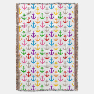 Cobertor Âncora de Navio Design Colorido Branco