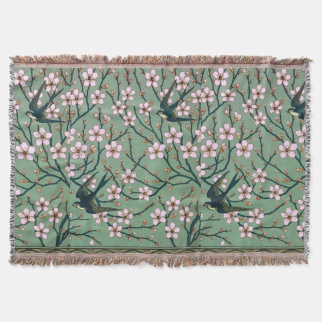 Cobertor Andorinhas e Amêndoas de Walter Crane (Frente)