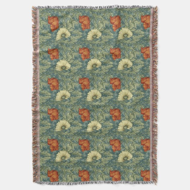 Cobertor Anêmona Floral William Morris (Frente Vertical)