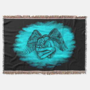 Cobertor Angel Eros in Love, design preto e verde