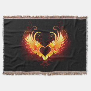 Cobertor Angel Fire Heart with Wings
