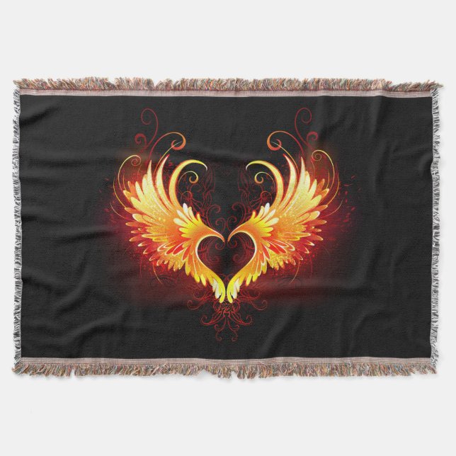 Cobertor Angel Fire Heart with Wings (Frente)