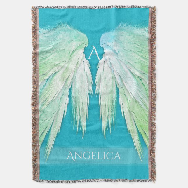 Cobertor ANGEL WINGS Monograma Nome fresco (Frente Vertical)