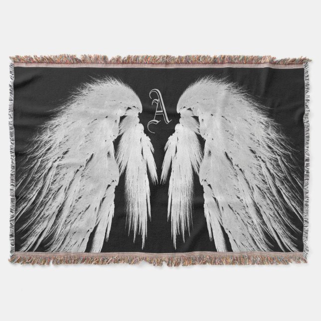 Cobertor ANGEL WINGS Monograma Preto (Frente)