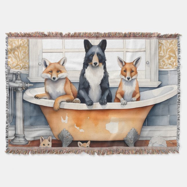 Cobertor Animais engraçados no banho (Frente)