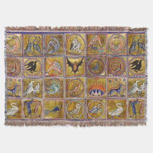 COBERTOR ANIMAIS MÉDIOS BESTIÁRIOS, FANTÁSTICOS, AZUL VERME