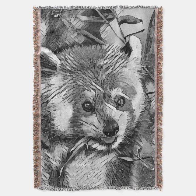 Cobertor AnimalArtBW_RedPanda_003 (Frente Vertical)