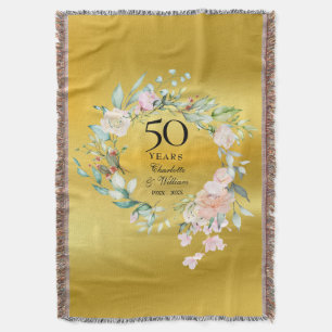 Cobertor Aniversário de 50 anos de Casamento Floral Folha d