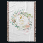 Cobertor Aniversário de Casamento do Ouro Floral Garland<br><div class="desc">Apresentando uma delicada camada floral de aquarela,  este cômico botânico 50º aniversário de casamento keepsasahoset pode ser personalizado com suas informações especiais de aniversário na elegante tipografia de ouro. Projetado por Thisnotme©</div>
