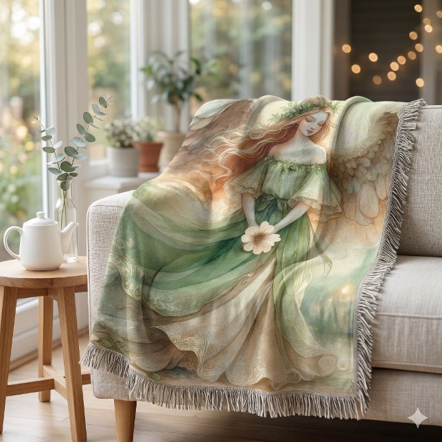 Cobertor Anjo Serenidade do Trevo (Clover Serenity Angel Throw Blanket)