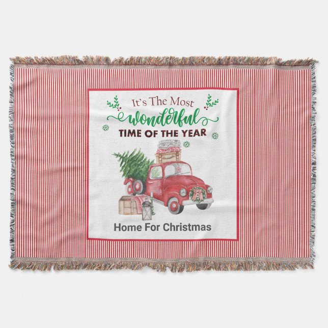 Cobertor Antiga Árvore Vermelha de Caminhão para o Natal (Frente)