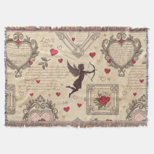 Cobertor Antigo Cupido do Dia dos Namorados Ornado Amor