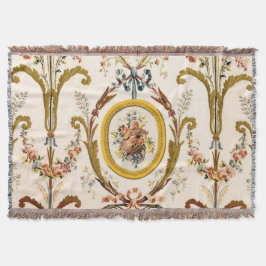 Cobertor Antiguamente francês Rococo Floral Dourado Cream E