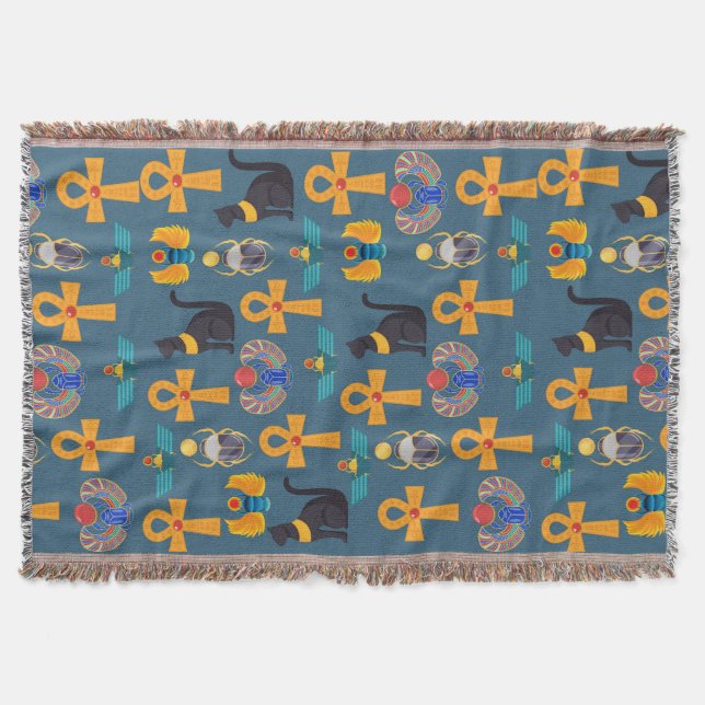 Cobertor Antique Egypt Pattern, Hieroglyphics digital paper (Frente)