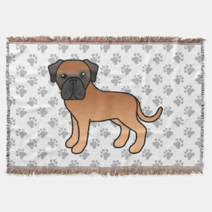 Cobertor Apricot English Mastiff Cão de Cartoons Bonitos
