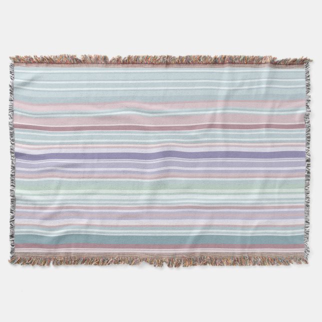 Cobertor Aqua, Blush and Lavender Stripes (Frente)