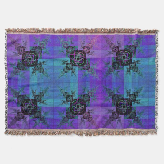 Cobertor Aqua e Lilac Fractal Joy Throw Blanket (Frente)