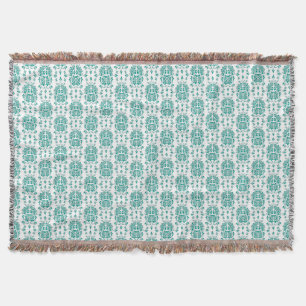 Cobertor Aqua Turquesa Rosa Floral Estilo Damask Padrão