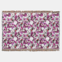 Cobertor Aquarela Floral - Design abstrato rosa e branco