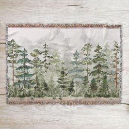 Cobertor Aquarela Floresta Verde Rústica
